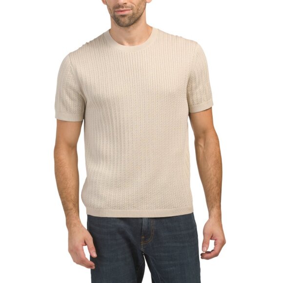 THEORY New Sand Cable Knit Breach Elevated Tee